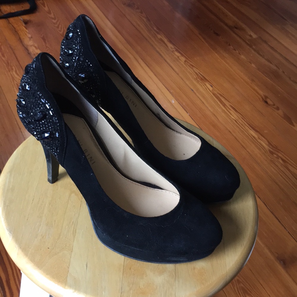 Black Suede Platform Heel